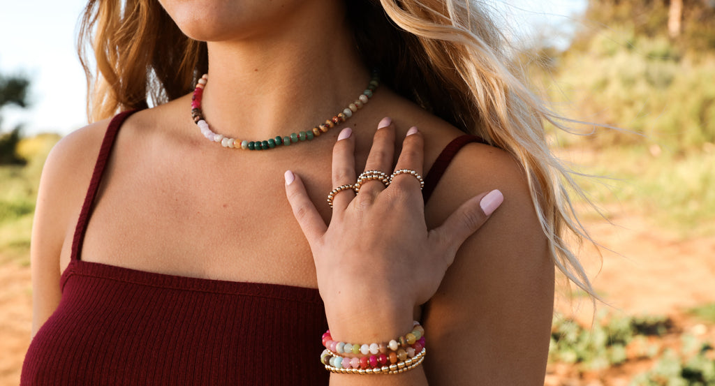 Natural Gemstone Necklace + 14k Gold Filled Toggle : Gold Rush by CanyonLeaf