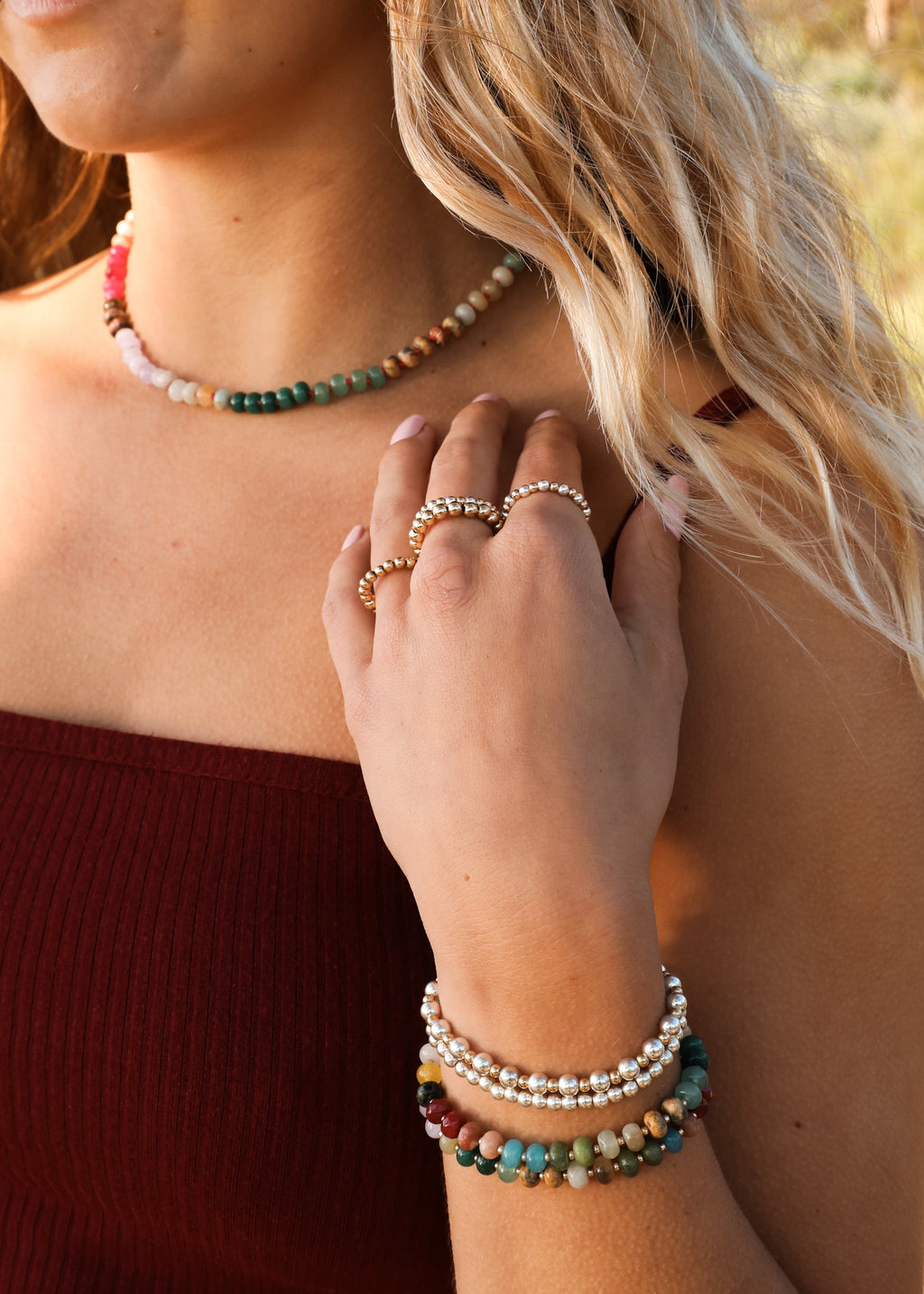 Natural Gemstone Bracelet + 14k Gold Filled Toggle : Sedona by CanyonLeaf