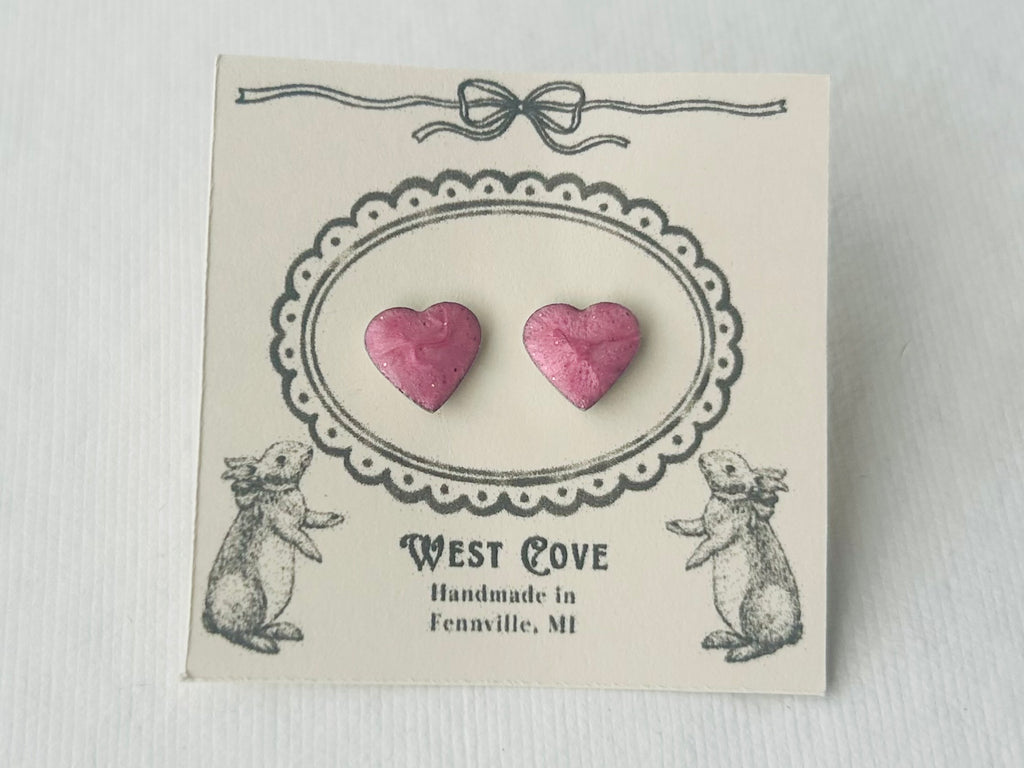 Pink Heart Earrings by West Cove