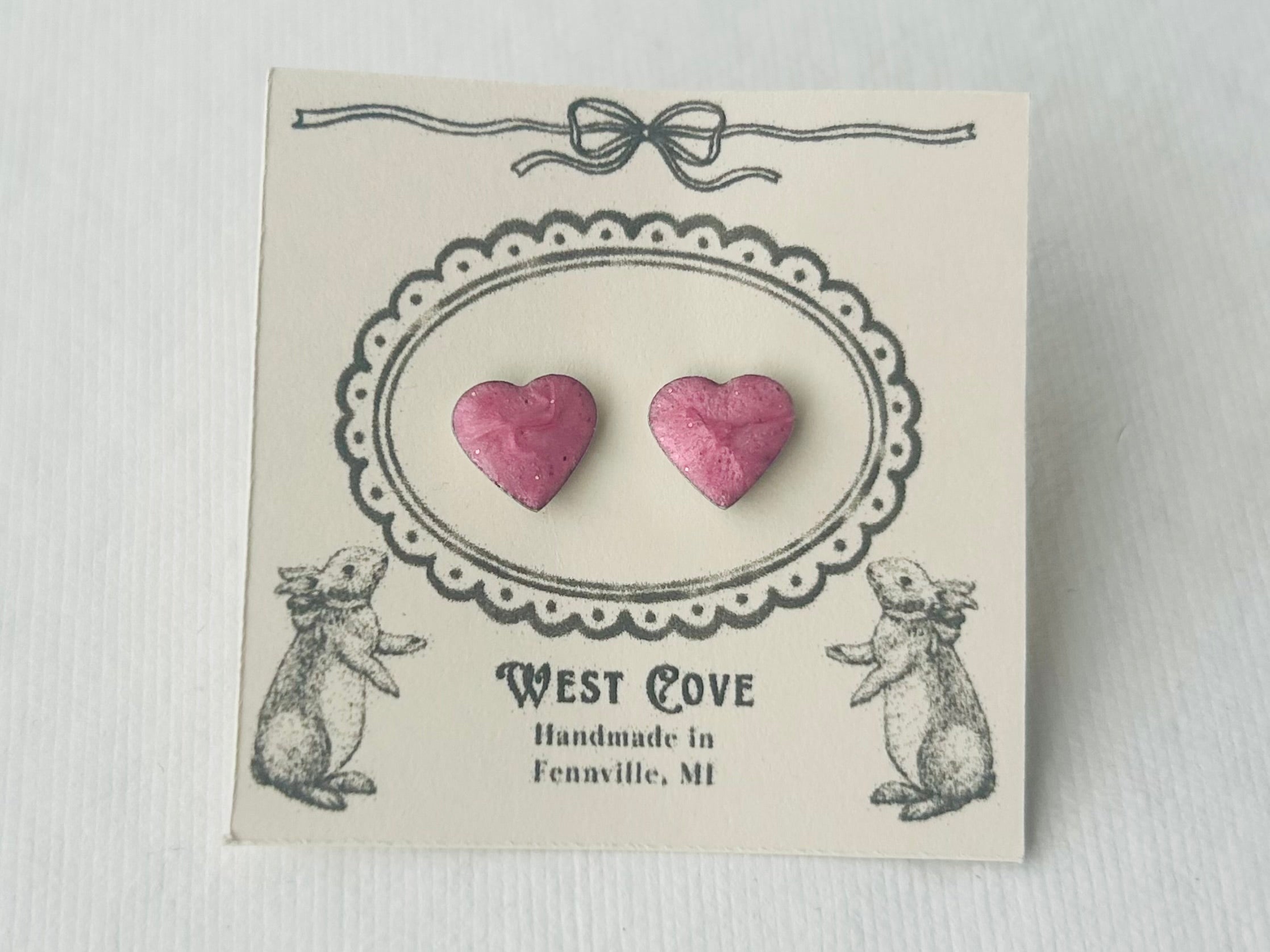 Pink Heart Earrings by West Cove