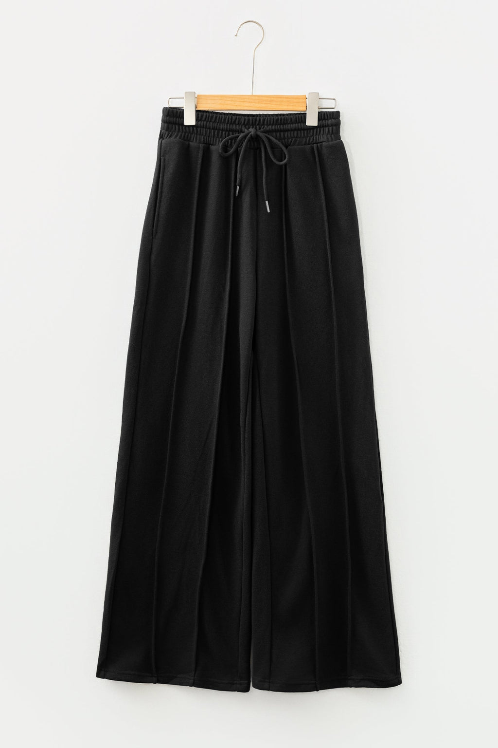 Solid Seam Drawstring Wide Leg Sweatpants by Pretty Bash