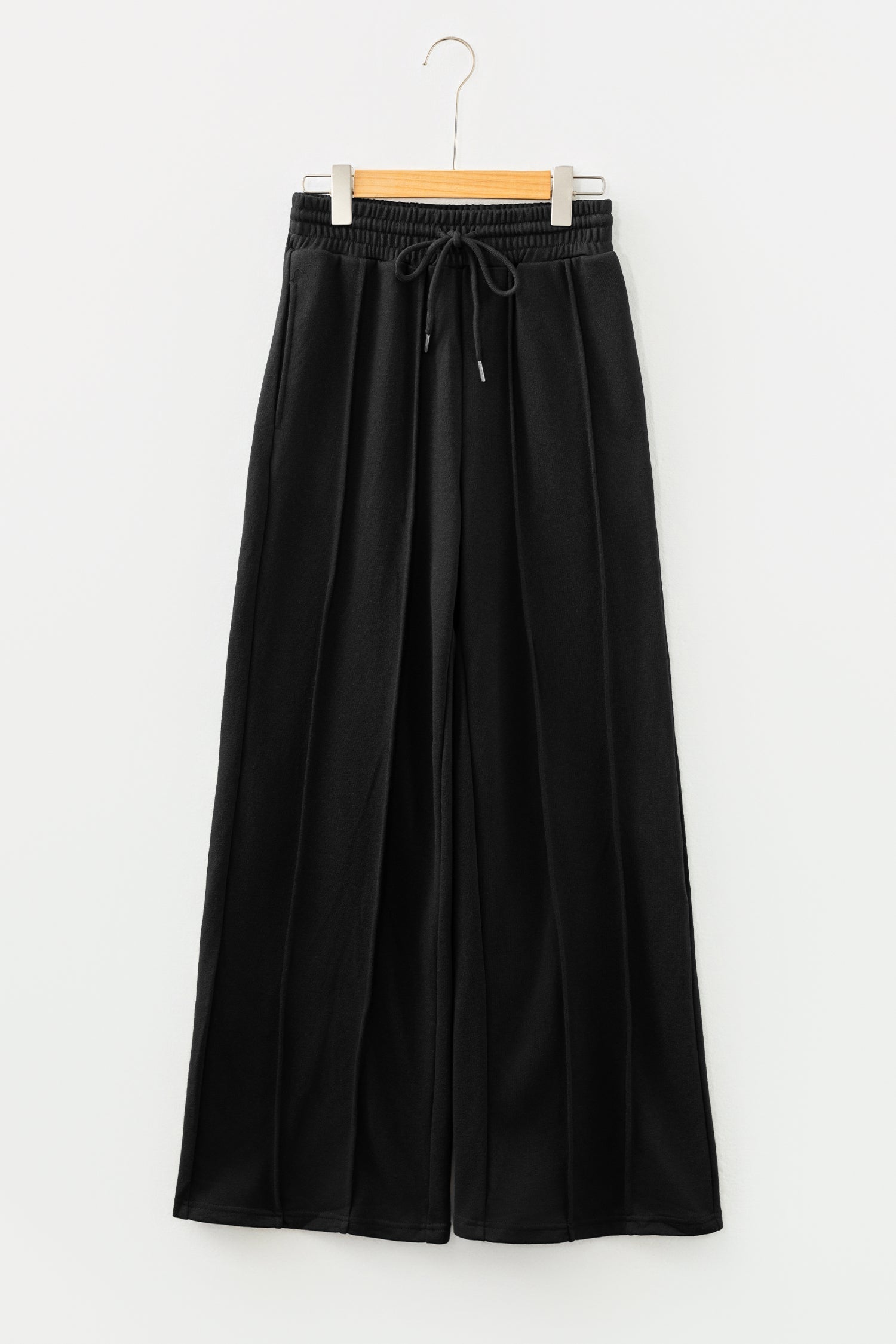 Solid Seam Drawstring Wide Leg Sweatpants by Pretty Bash