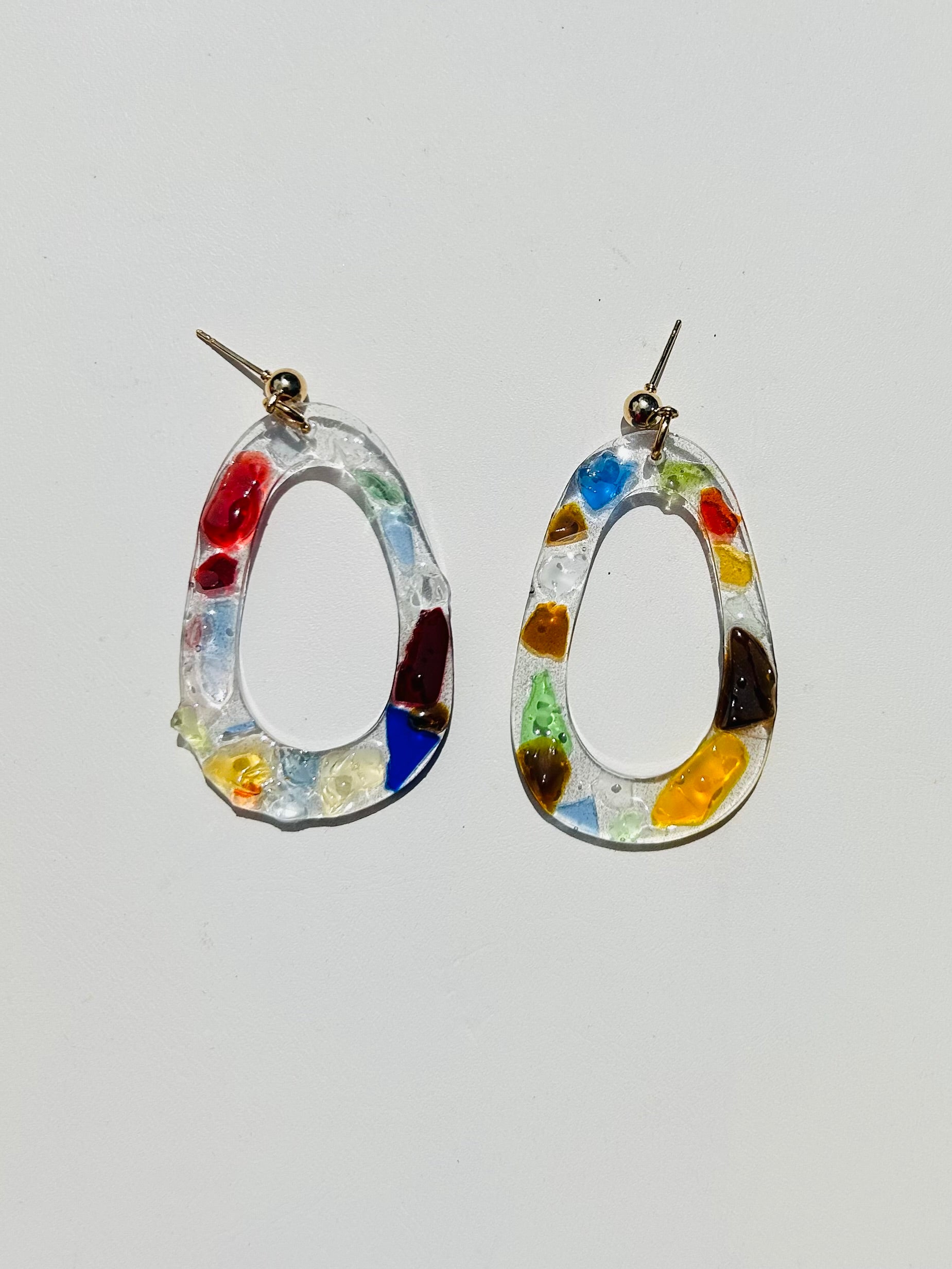 Handmade Michigan Recycled Glass Resin Hoops | Champagne Gold by West Cove
