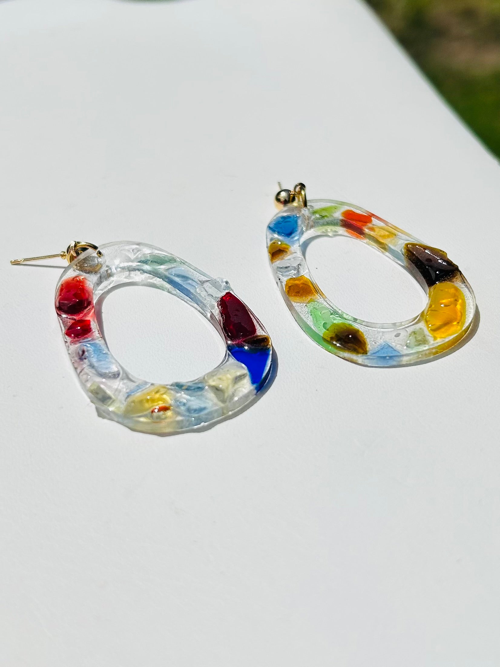 Handmade Michigan Recycled Glass Resin Hoops | Champagne Gold by West Cove