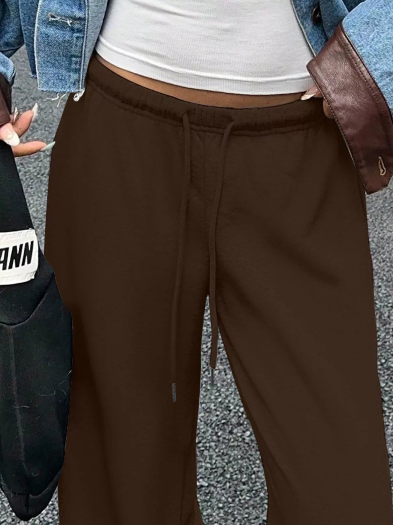 Wide Leg Drawstring Sweatpants by THRIXINE
