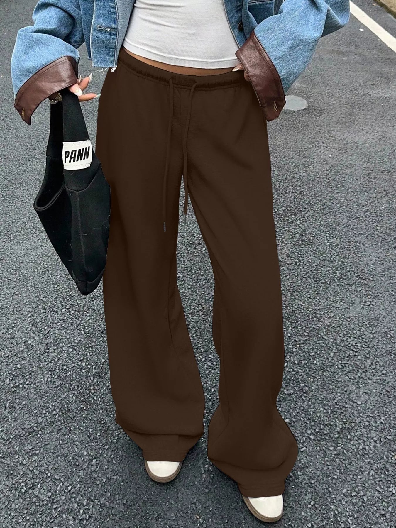 Wide Leg Drawstring Sweatpants by THRIXINE