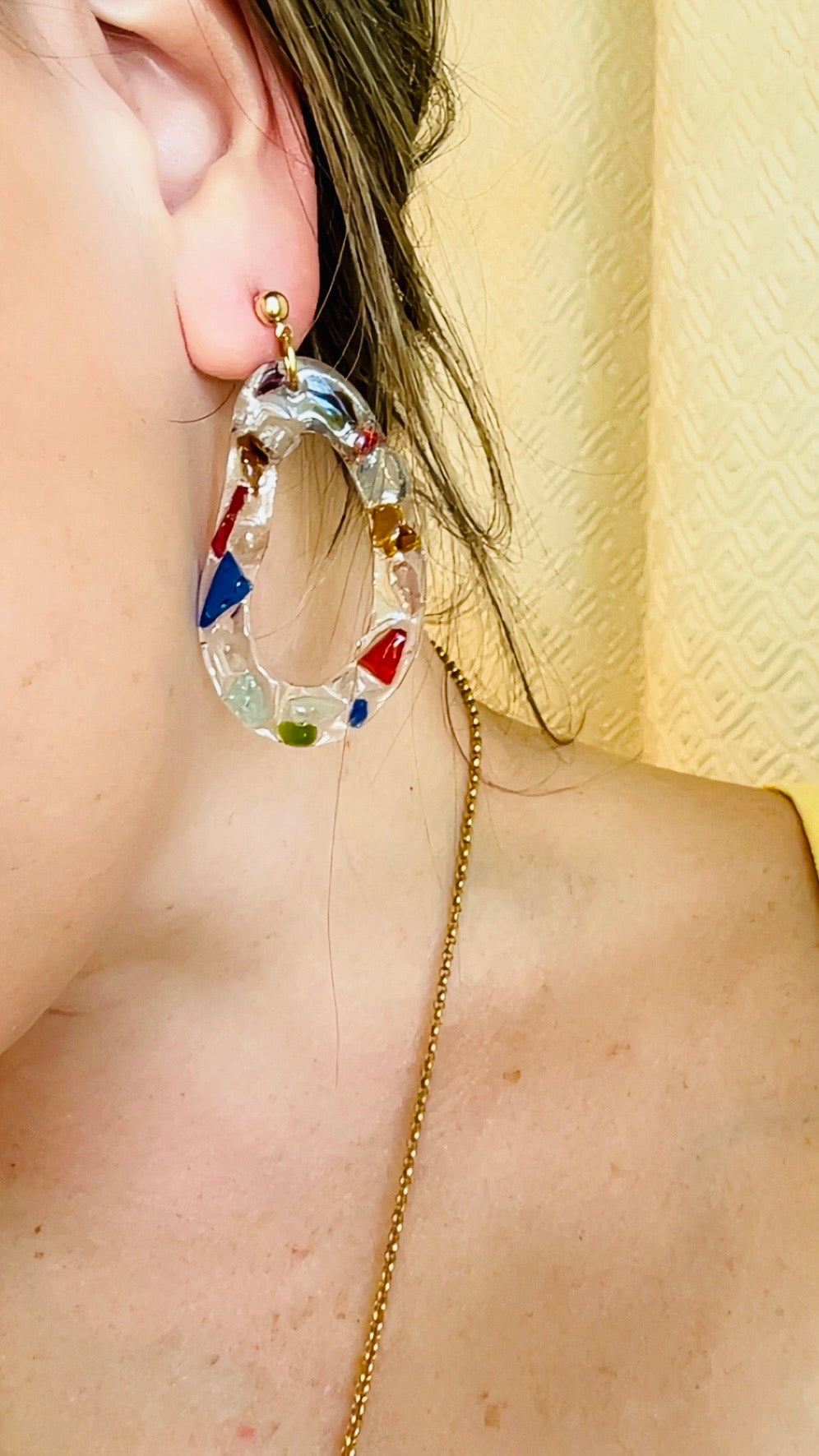 Handmade Michigan Recycled Glass Resin Hoops | Champagne Gold by West Cove