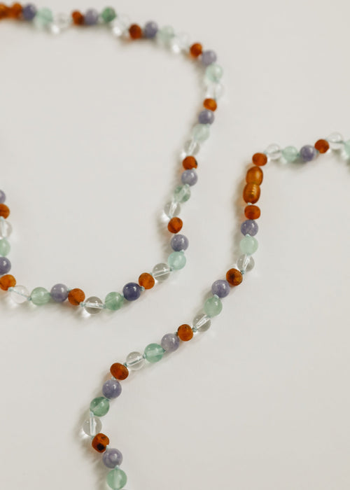 Baltic Sea Amber + Natural Gemstone || Beaded Necklace by CanyonLeaf