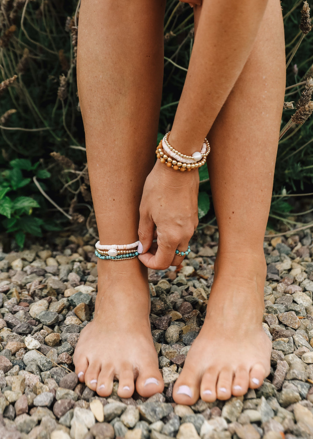 Sterling Silver + Sea Shell || Beaded Anklet or Bracelet by CanyonLeaf