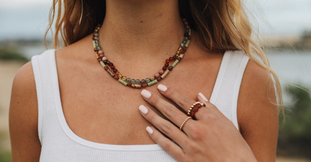 Raw Baltic Sea Amber + Stone Rainbow || Necklace by CanyonLeaf