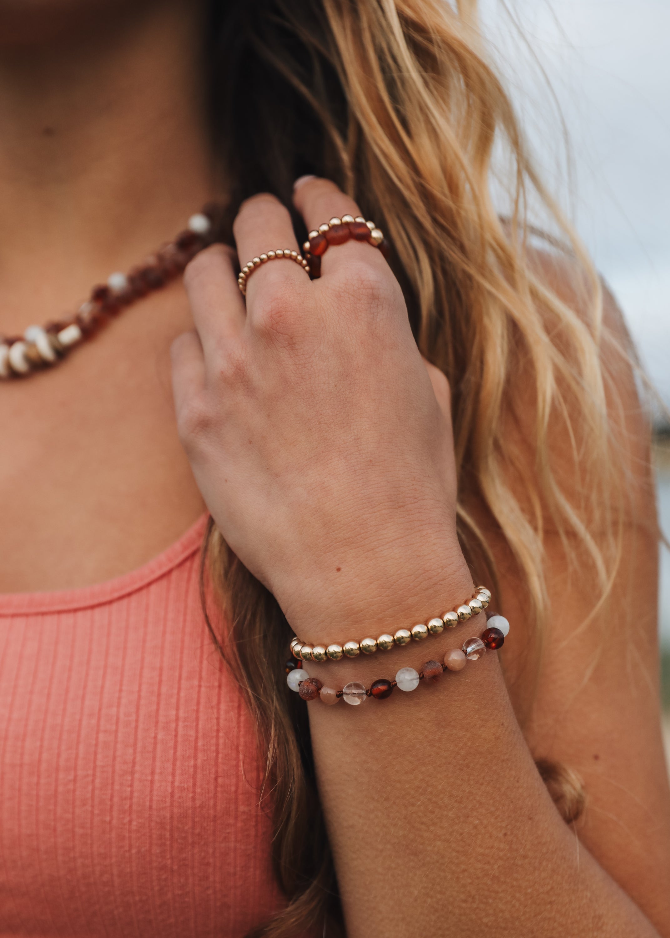 Baltic Sea Amber || Sunstone + Moonstone || Natural Gemstone Necklace by CanyonLeaf