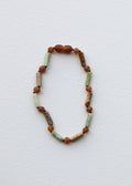 Raw Cognac Baltic Amber + Green Jade + Striped Agate || Anklet or Bracelet by CanyonLeaf