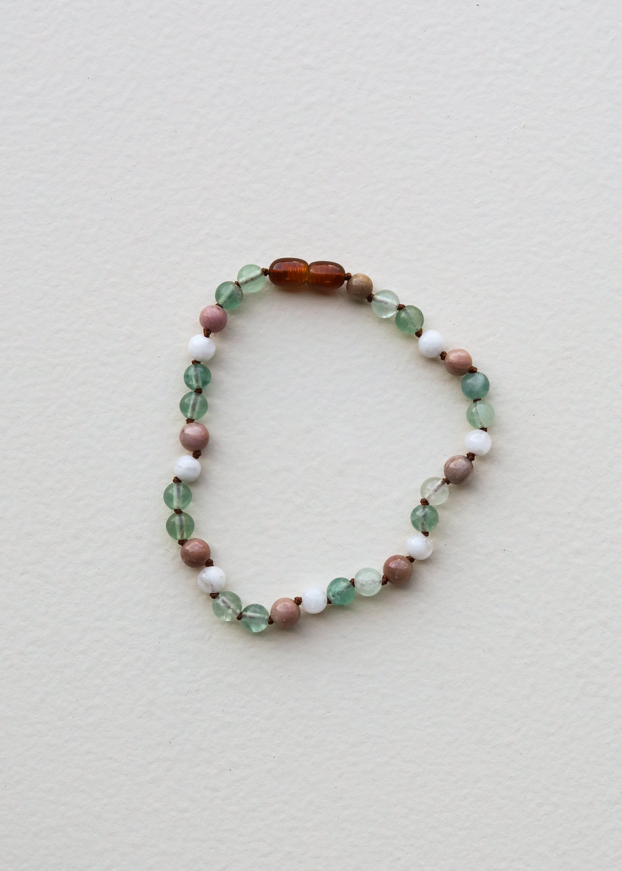 Fluorite + Moonstone + Rhodonite || Natural Gemstone Necklace