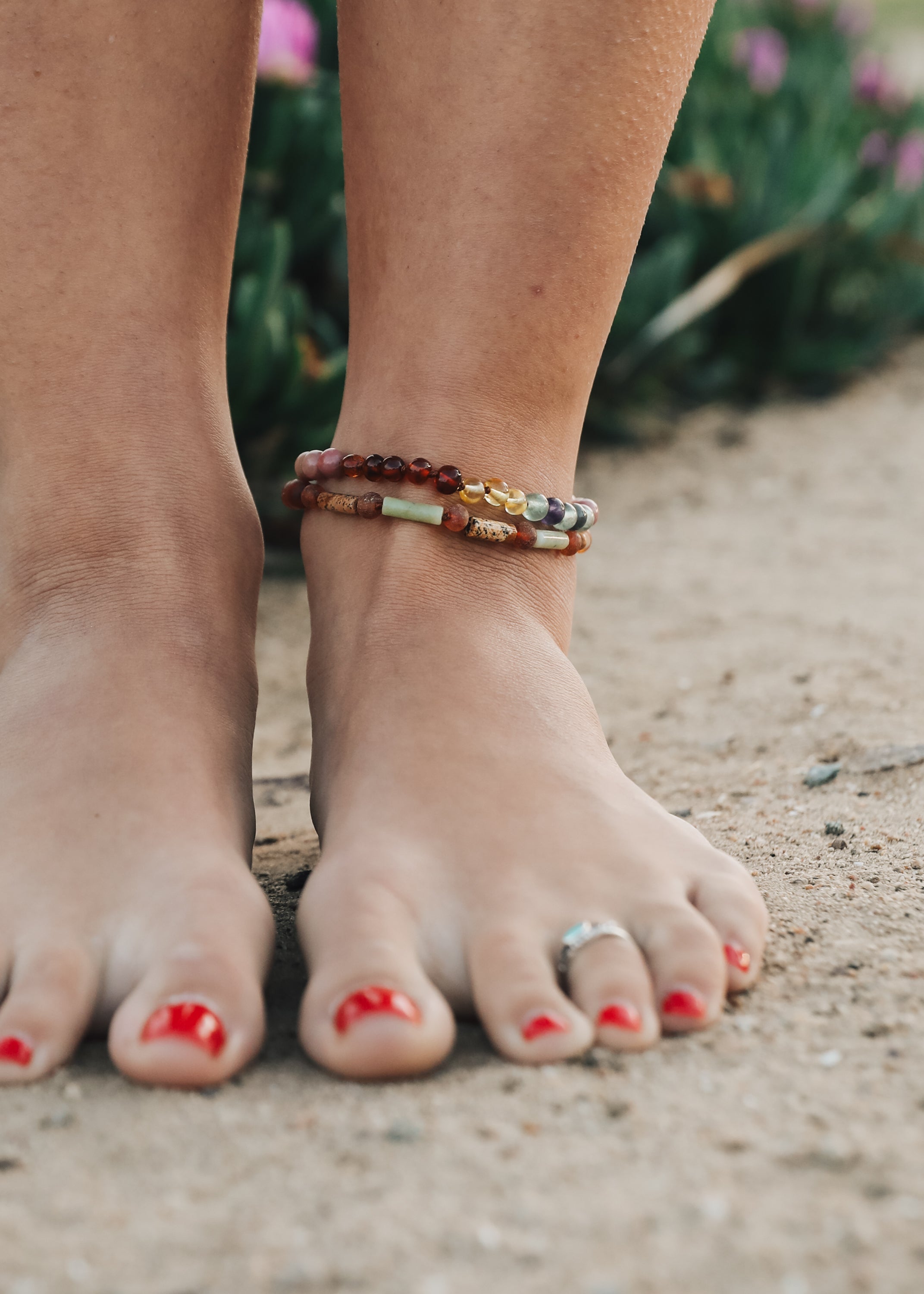 Raw Baltic Sea Amber + Stone Rainbow || Anklet • Bracelet by CanyonLeaf