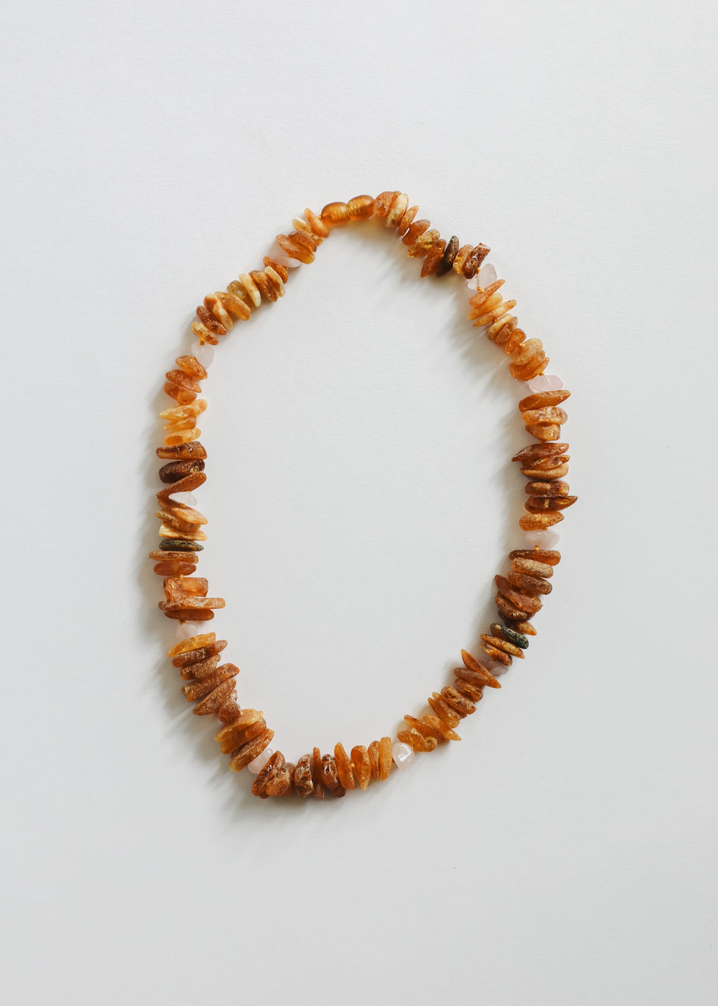 Pet Necklace: Raw Baltic Amber + Raw Rose Quartz by CanyonLeaf