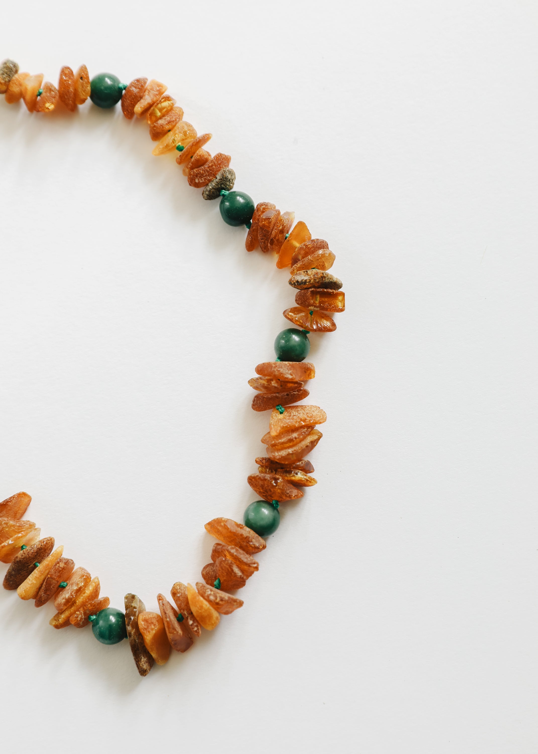 Pet Necklace: Raw Baltic Amber + Natural Green Jade by CanyonLeaf