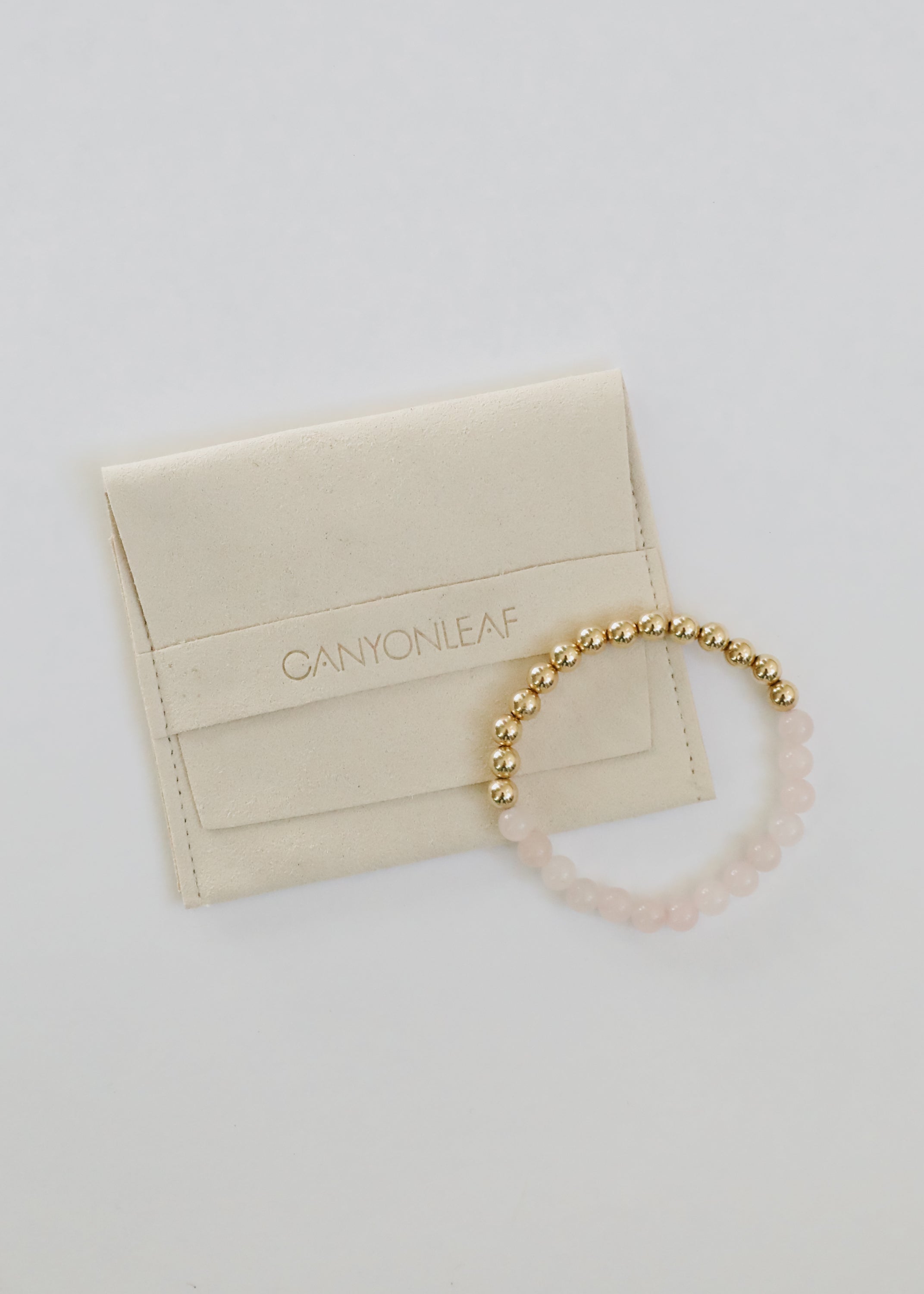 Rose Quartz : 14k Gold Filled Sun + Moon || Stretch Bracelets by CanyonLeaf