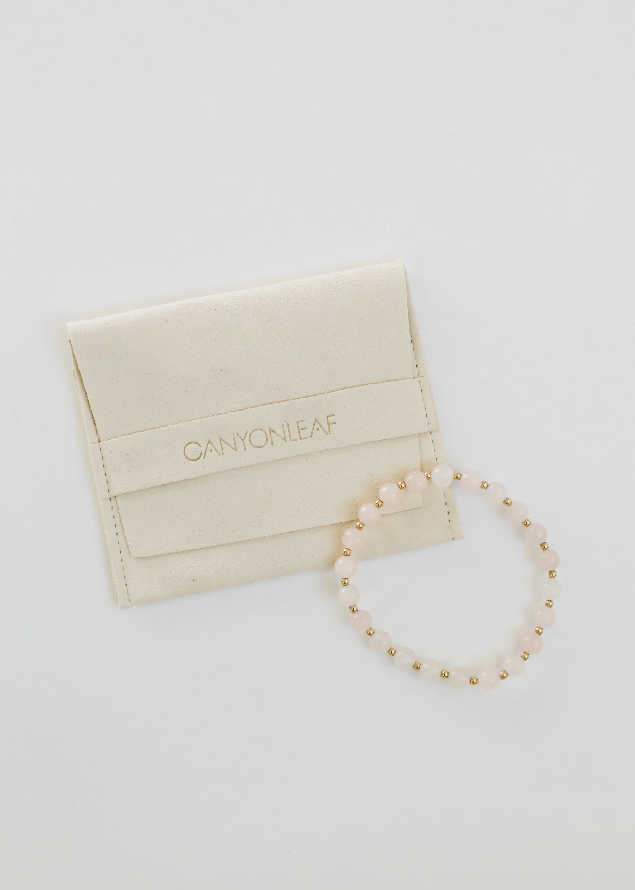 Rose Quartz : 14k Gold Filled Sun + Moon || Stretch Bracelets by CanyonLeaf