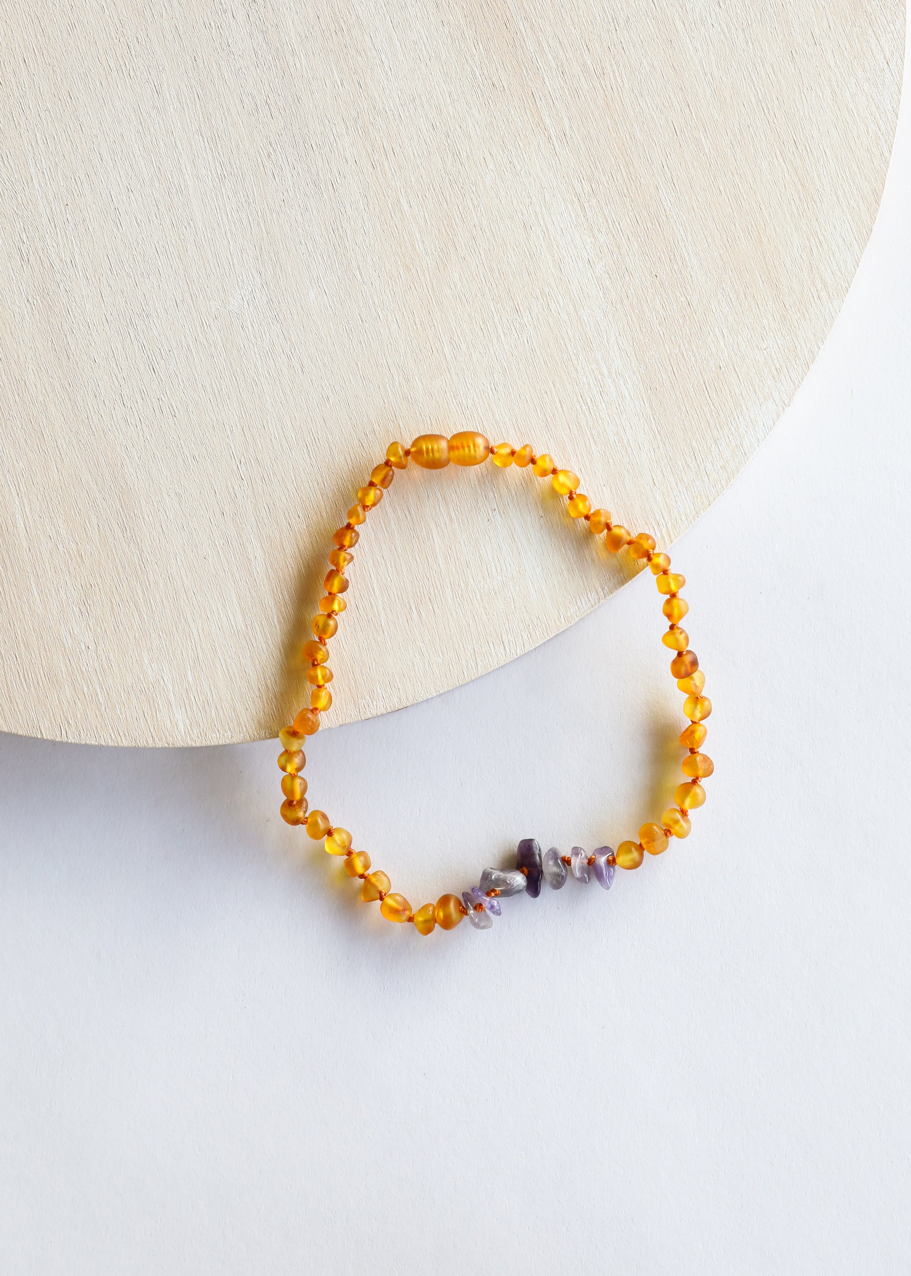 Raw Honey Baltic Amber + Raw Amethyst || Necklace by CanyonLeaf