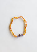 Raw Honey Baltic Amber + Raw Amethyst || Necklace by CanyonLeaf