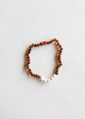 Raw Cognac Baltic Amber + Pearls || Necklace