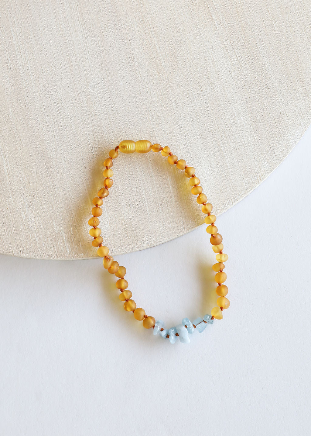 Raw Honey Baltic Amber + Aquamarine || Necklace