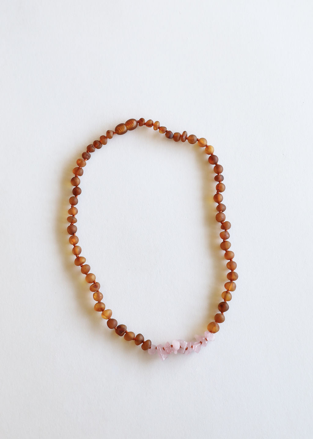 Raw Cognac Baltic Amber + Raw Rose Quartz || Necklace by CanyonLeaf