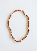 Raw Cognac Baltic Amber + Pearl Halo || Necklace