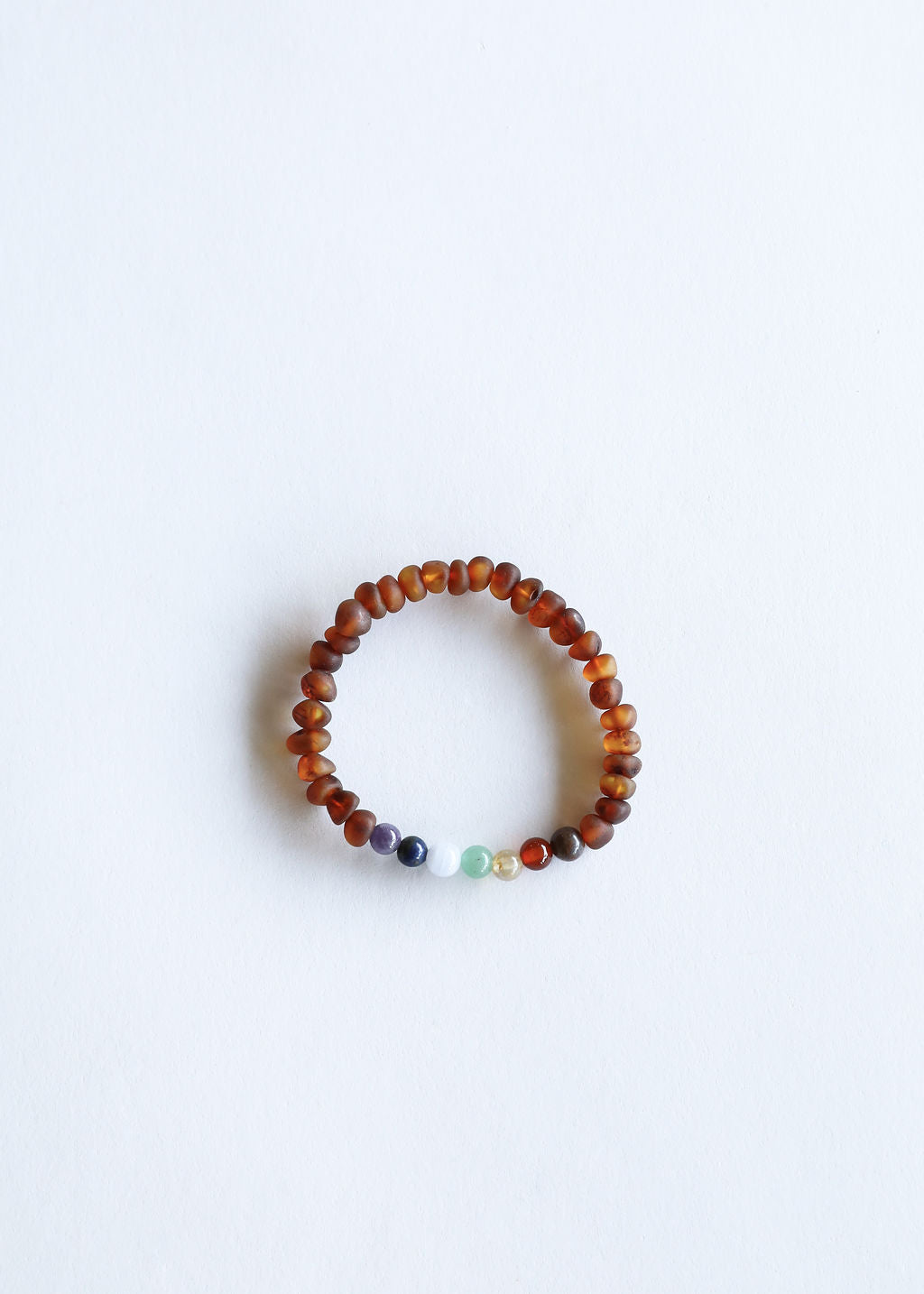 Raw Cognac Baltic Amber + CHAKRA Crystals || Adult Bracelet by CanyonLeaf