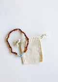 Raw Cognac Baltic Amber + Aquamarine || Necklace by CanyonLeaf