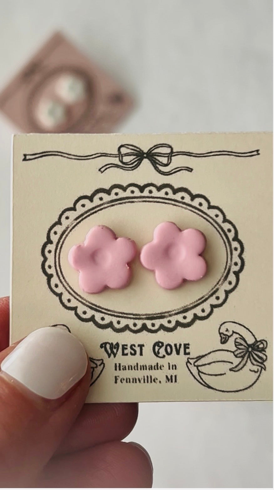 Pink Daisy Earrings | Polymer Clay by West Cove