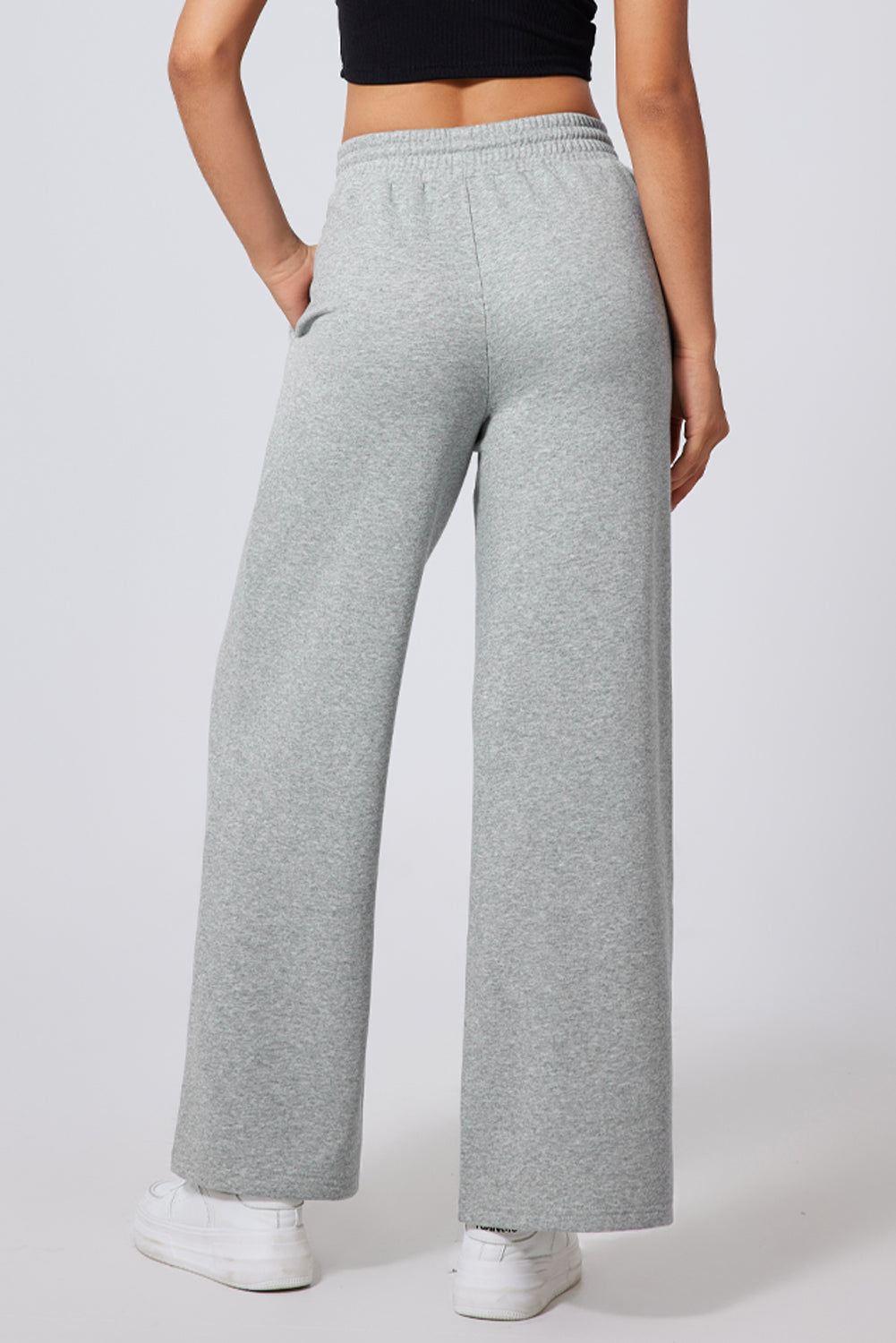 Solid Seam Drawstring Wide Leg Sweatpants by Pretty Bash