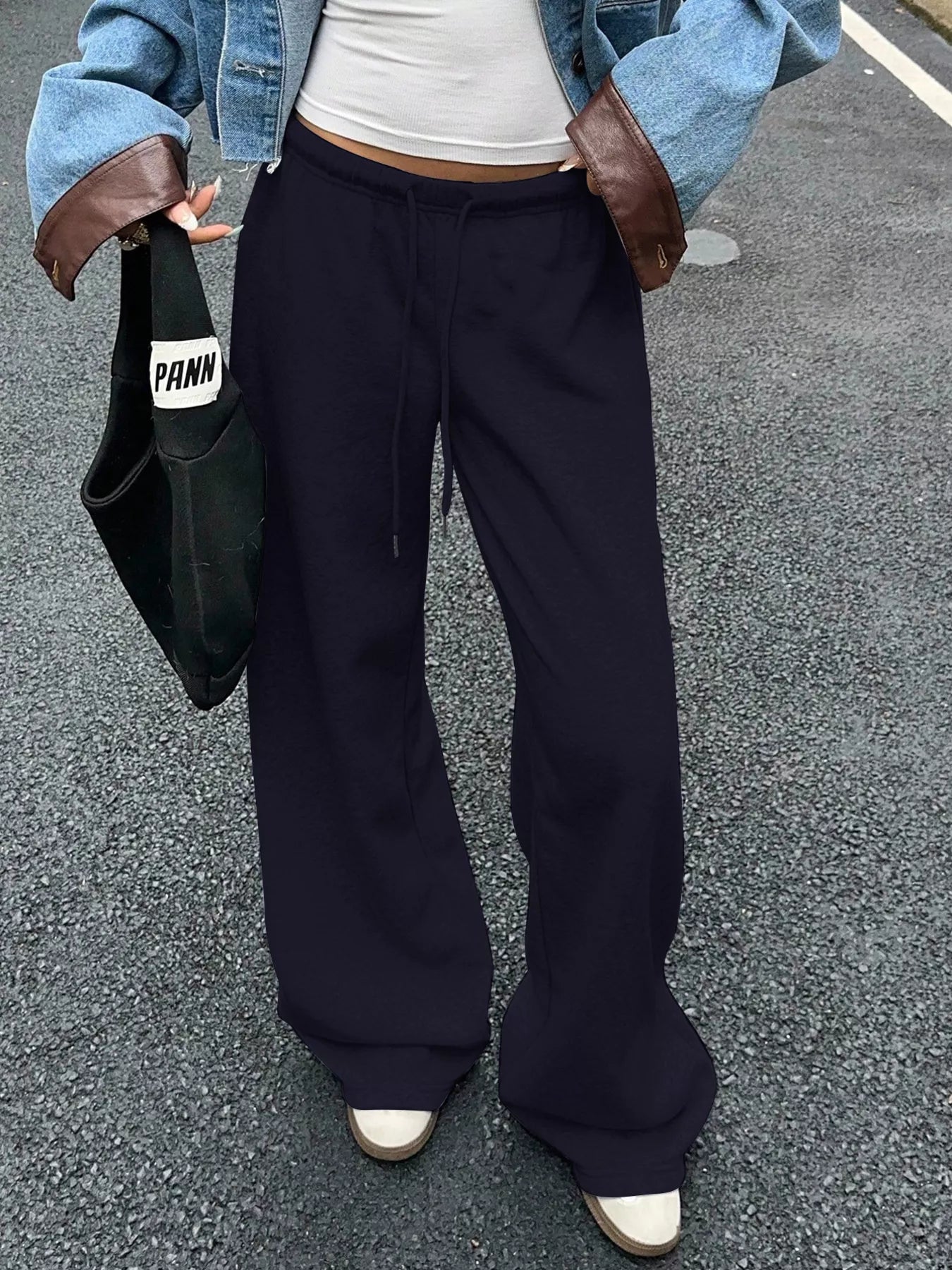 Wide Leg Drawstring Sweatpants by THRIXINE