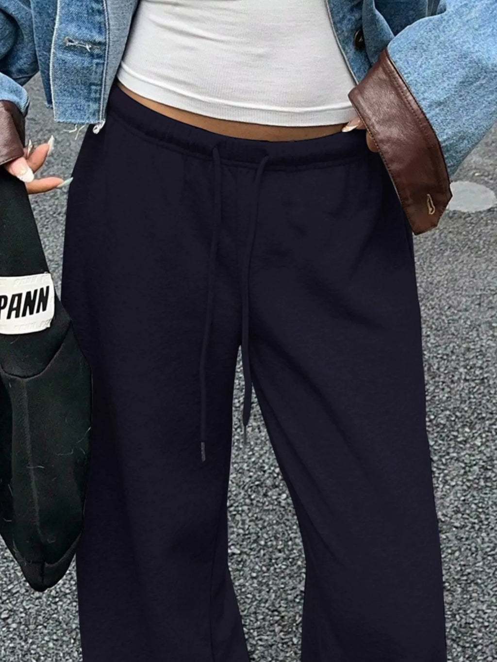 Wide Leg Drawstring Sweatpants by THRIXINE