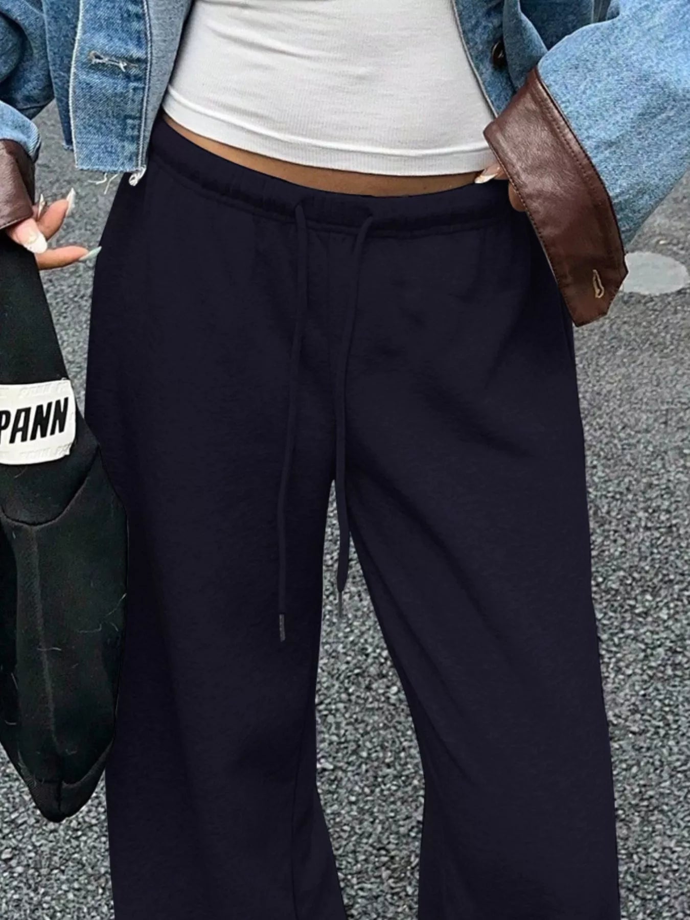 Wide Leg Drawstring Sweatpants by THRIXINE