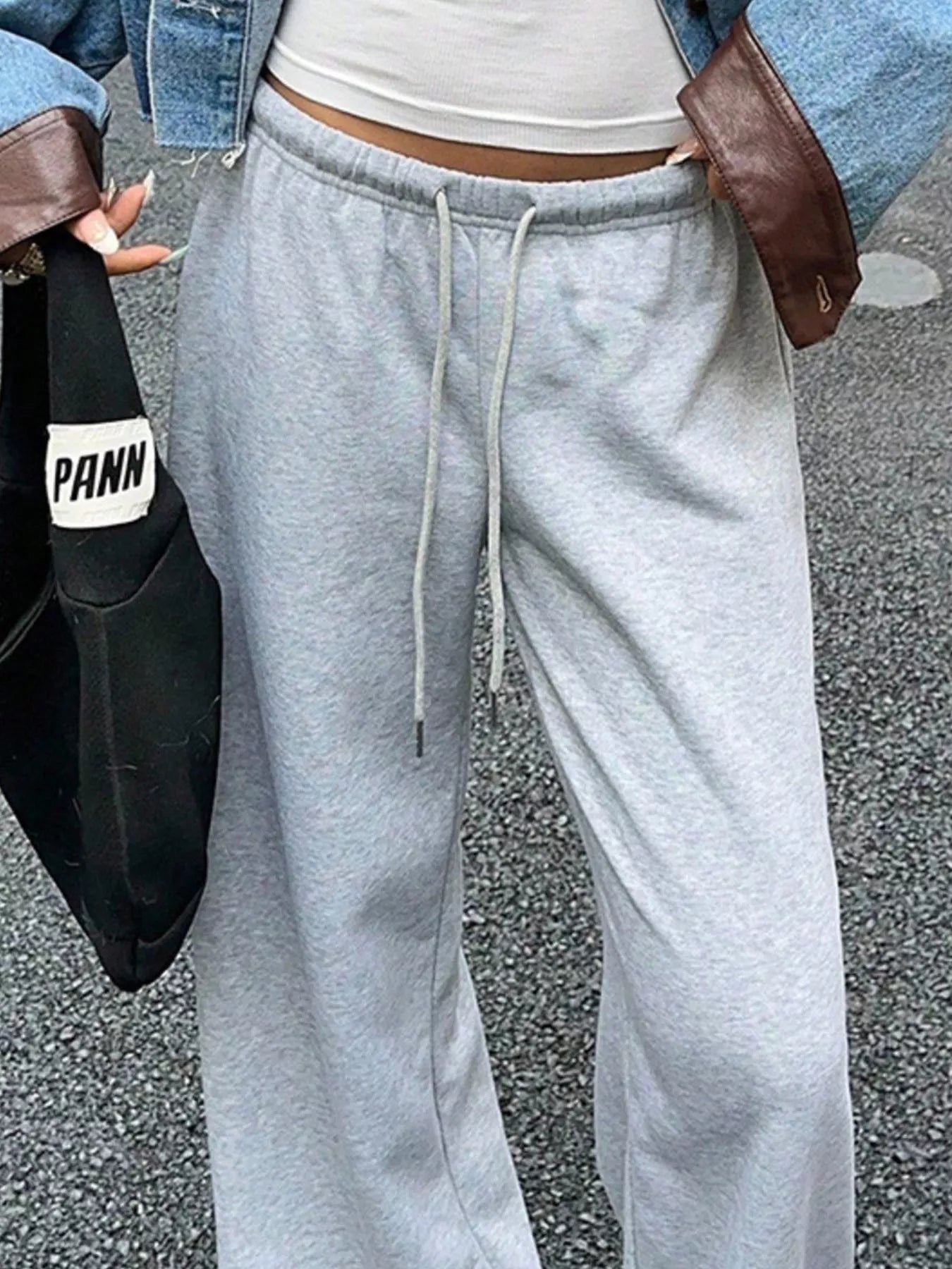 Wide Leg Drawstring Sweatpants by THRIXINE