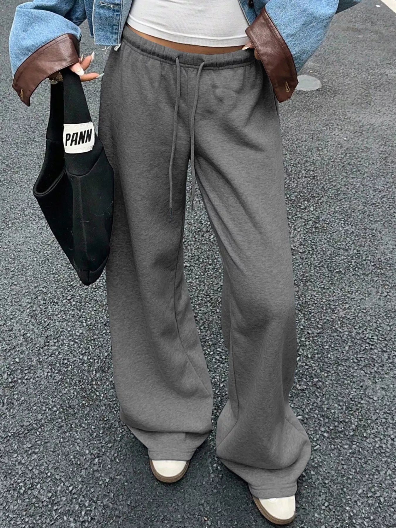 Wide Leg Drawstring Sweatpants by THRIXINE