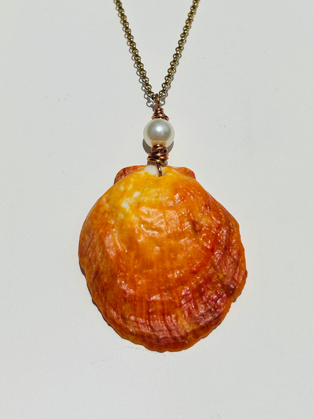 Ancient Sun & Sea – Handcrafted Lion’s Paw Shell & Freshwater Pearl Statement Necklace by West Cove