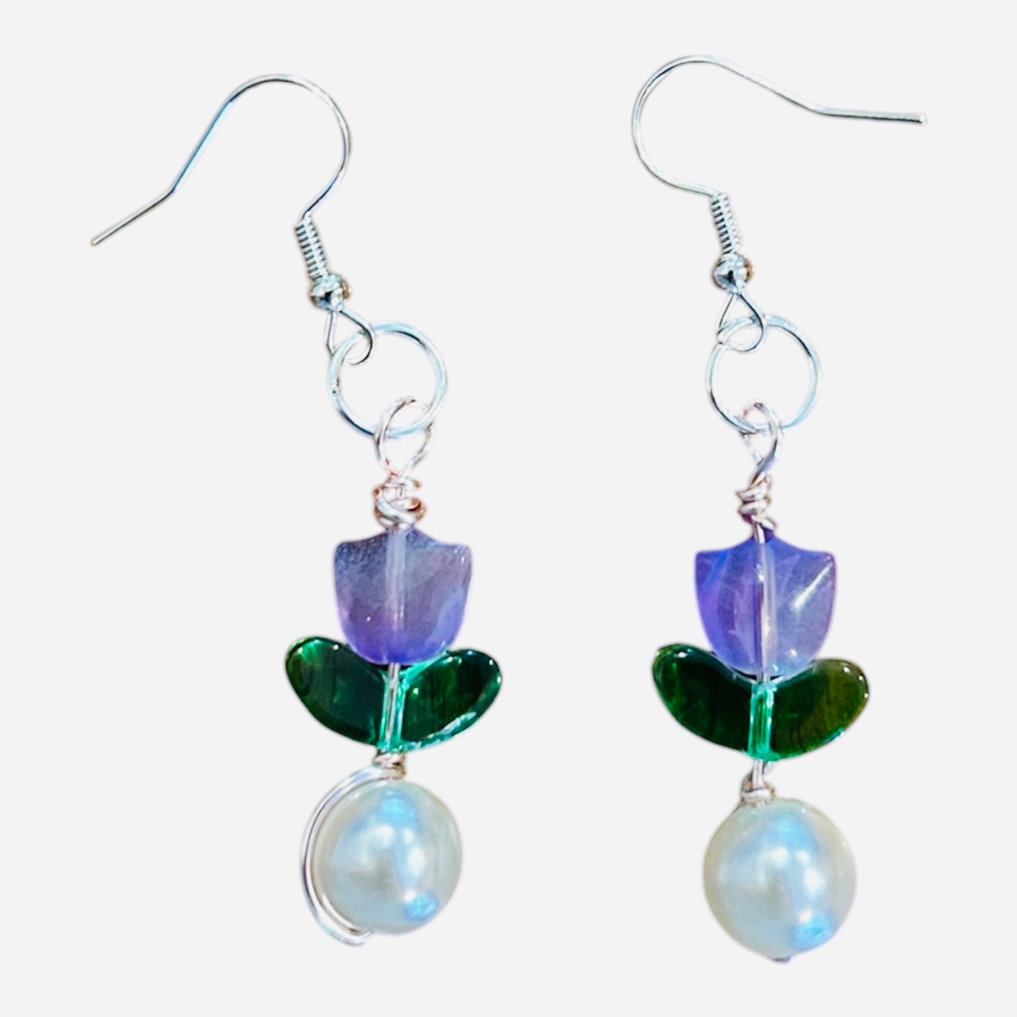 Beaded Tulip Earrings With Sterling Silver Hooks Michigan by West Cove