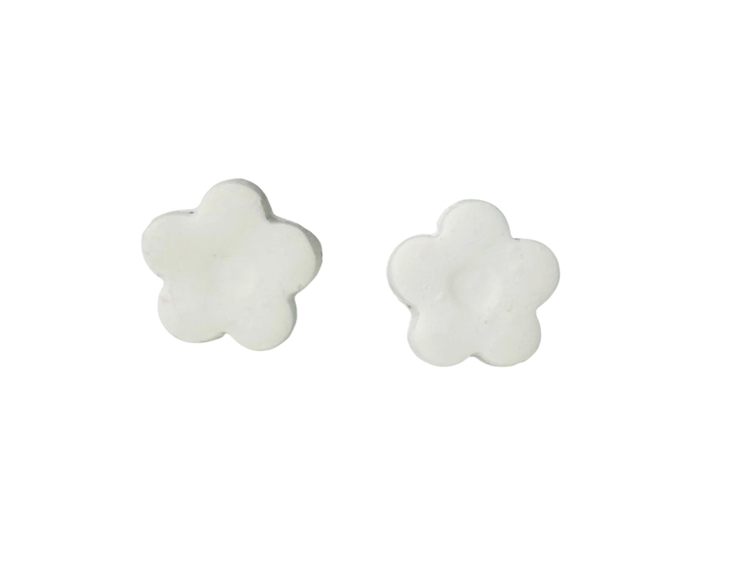 White Daisy Polymer Clay Earrings Hypoallergenic Stainless Steel Backings by West Cove
