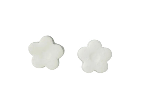 White Daisy Polymer Clay Earrings Hypoallergenic Stainless Steel Backings by West Cove