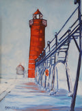 "Grand Haven Lighthouse: Winter's Magic" Giclee Print on Paper or Canvas. Michigan Artist Christi Dreese by Dreese Fine Art