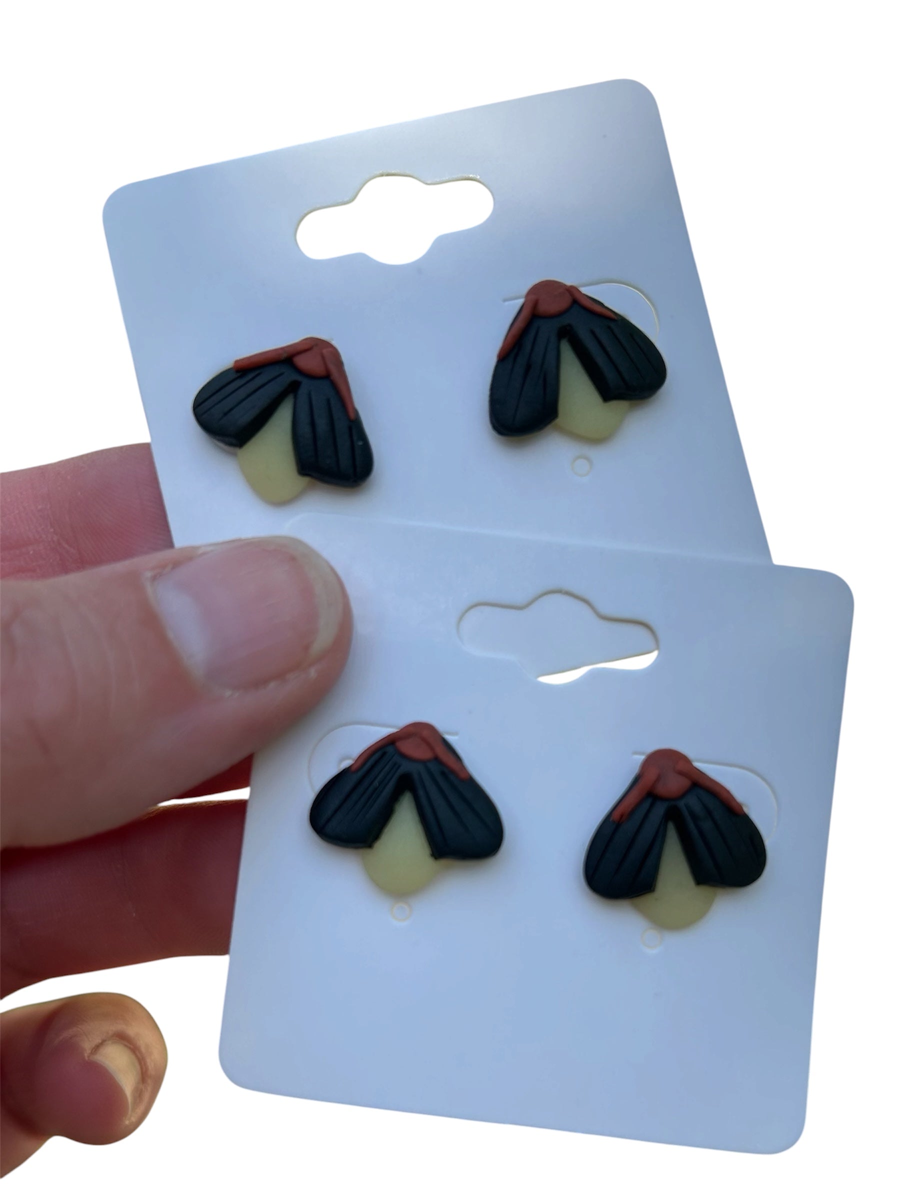 Glow in the dark firefly earrings polymer clay handmade by West Cove