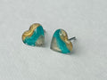 Sunset heart earrings with Oval Beach sand by West Cove