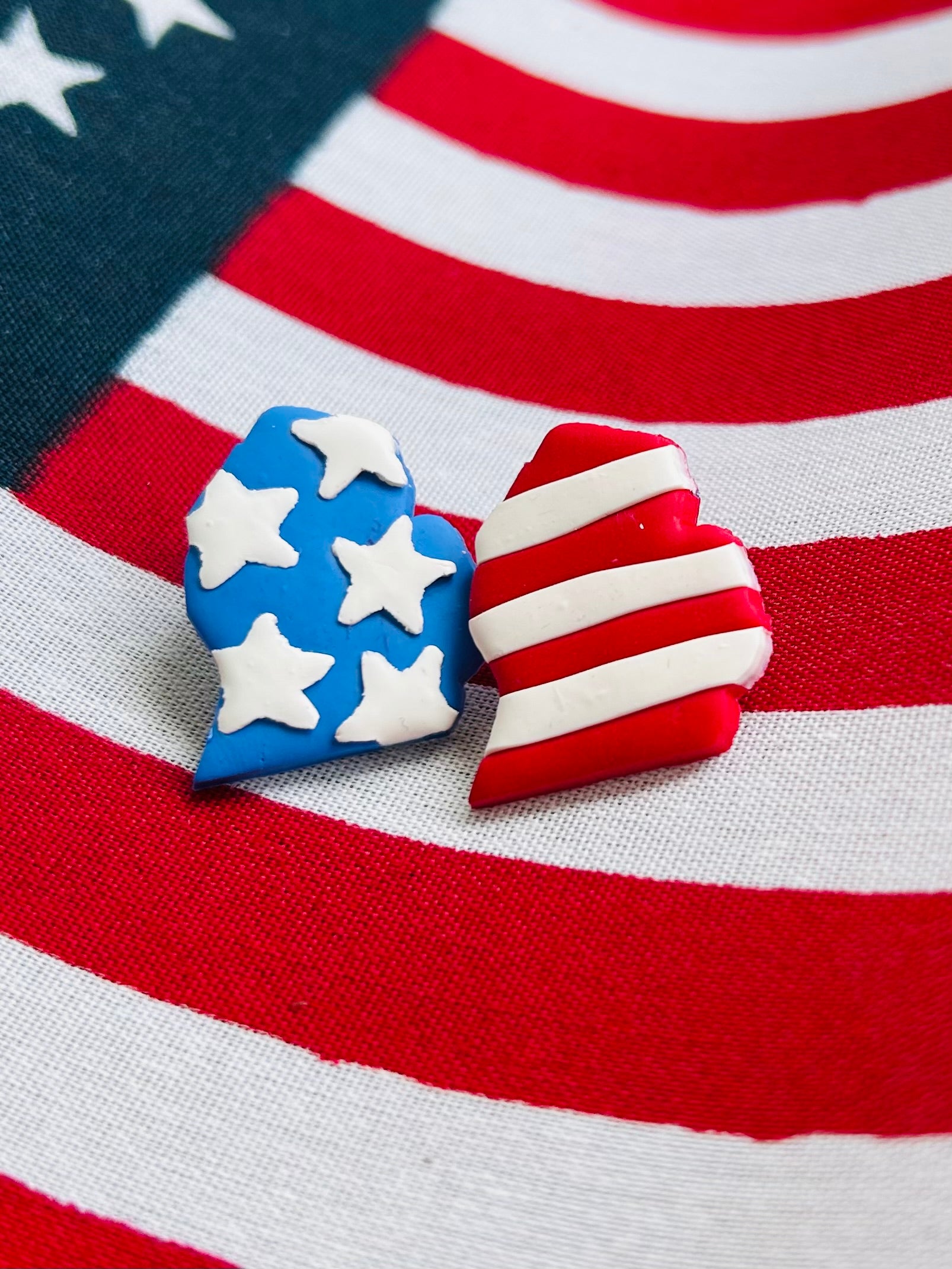 Patriotic Michigan Earrings | Handmade Polymer Clay | Hypoallergenic Steel Posts by West Cove