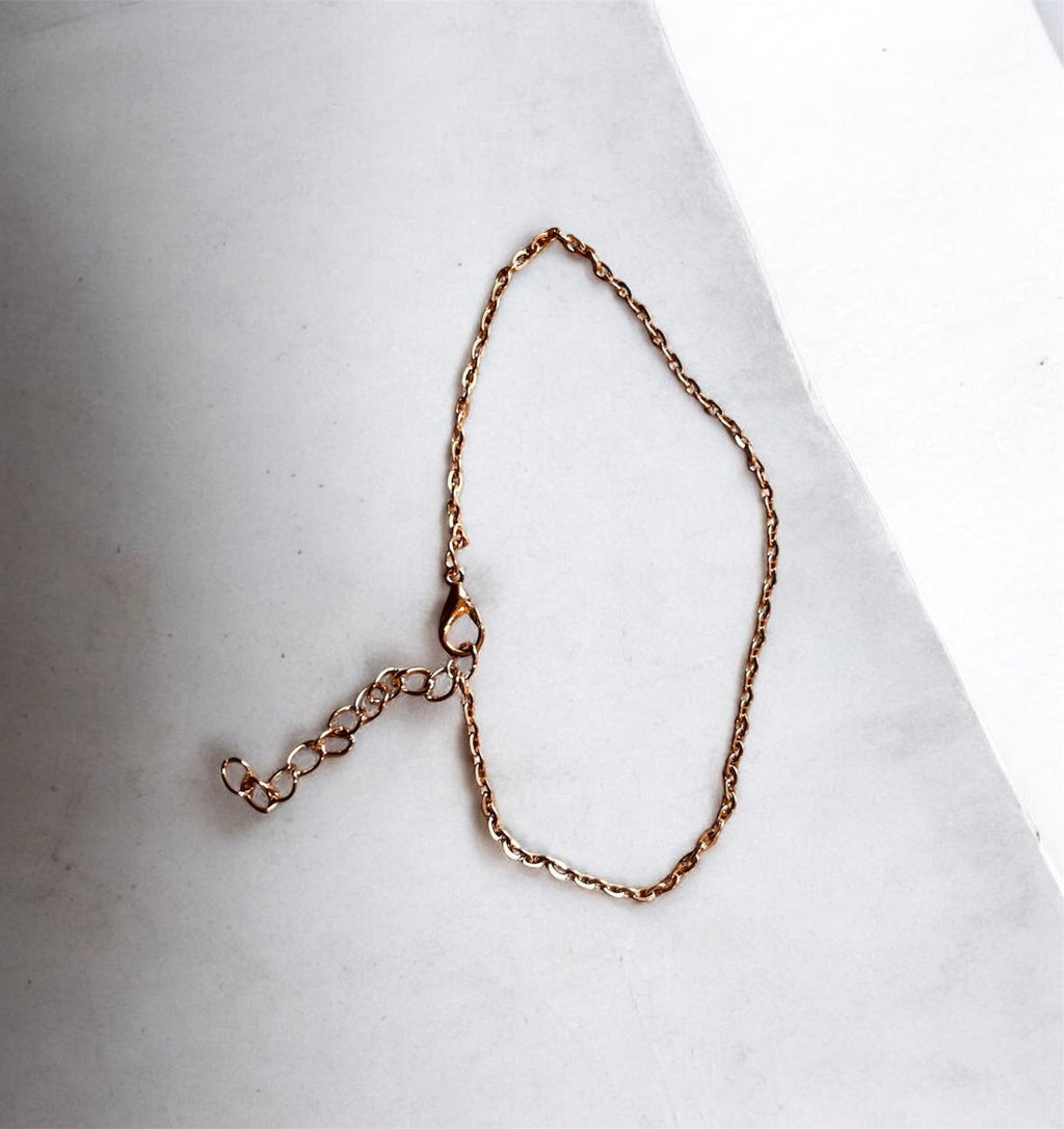 Champagne Gold Ankle Bracelet Dainty Chain 2mm Waterproof by West Cove