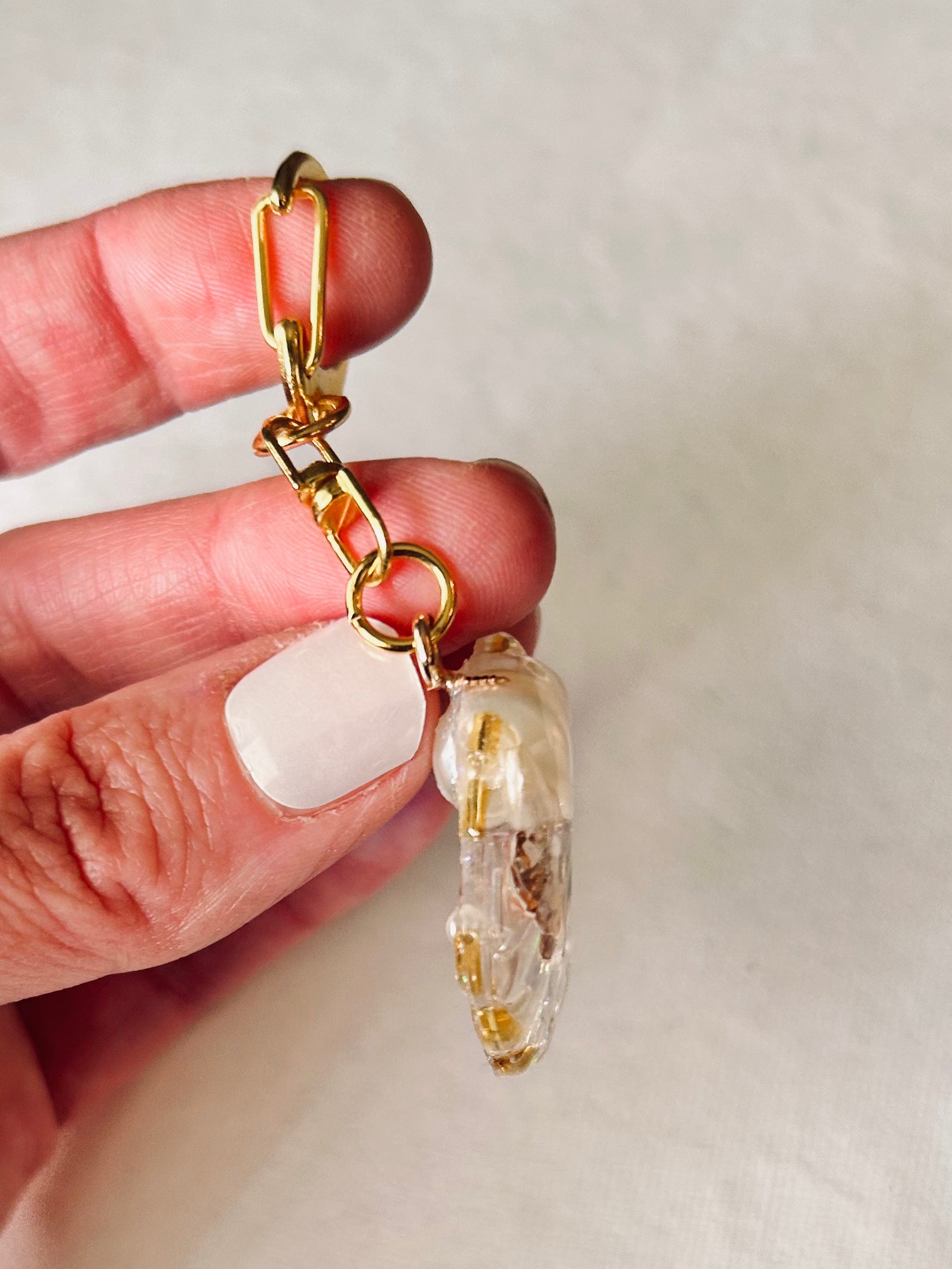 Handmade Beaded sparkle Shell Keychain Bag Charm by West Cove