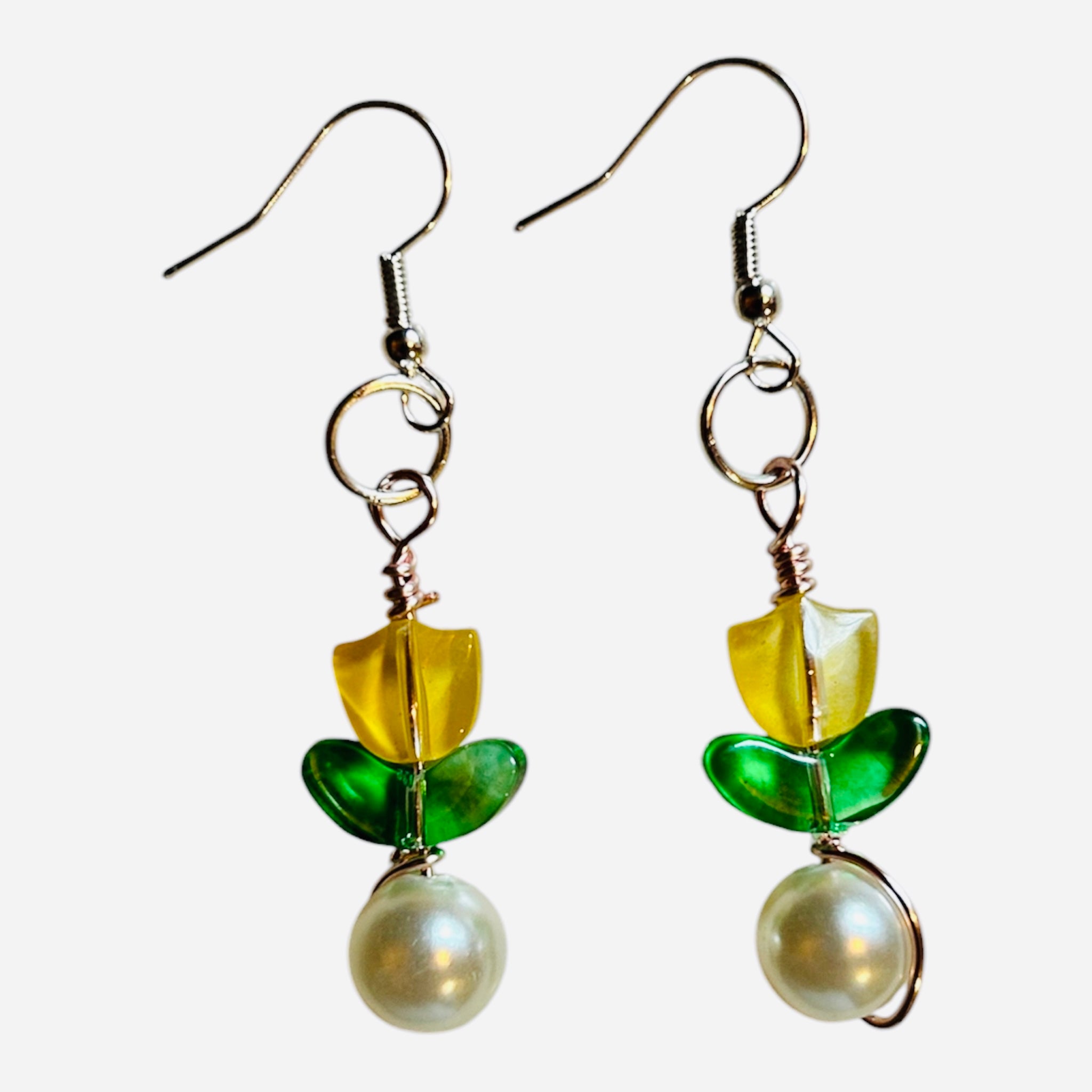 Beaded Tulip Earrings With Sterling Silver Hooks Michigan by West Cove