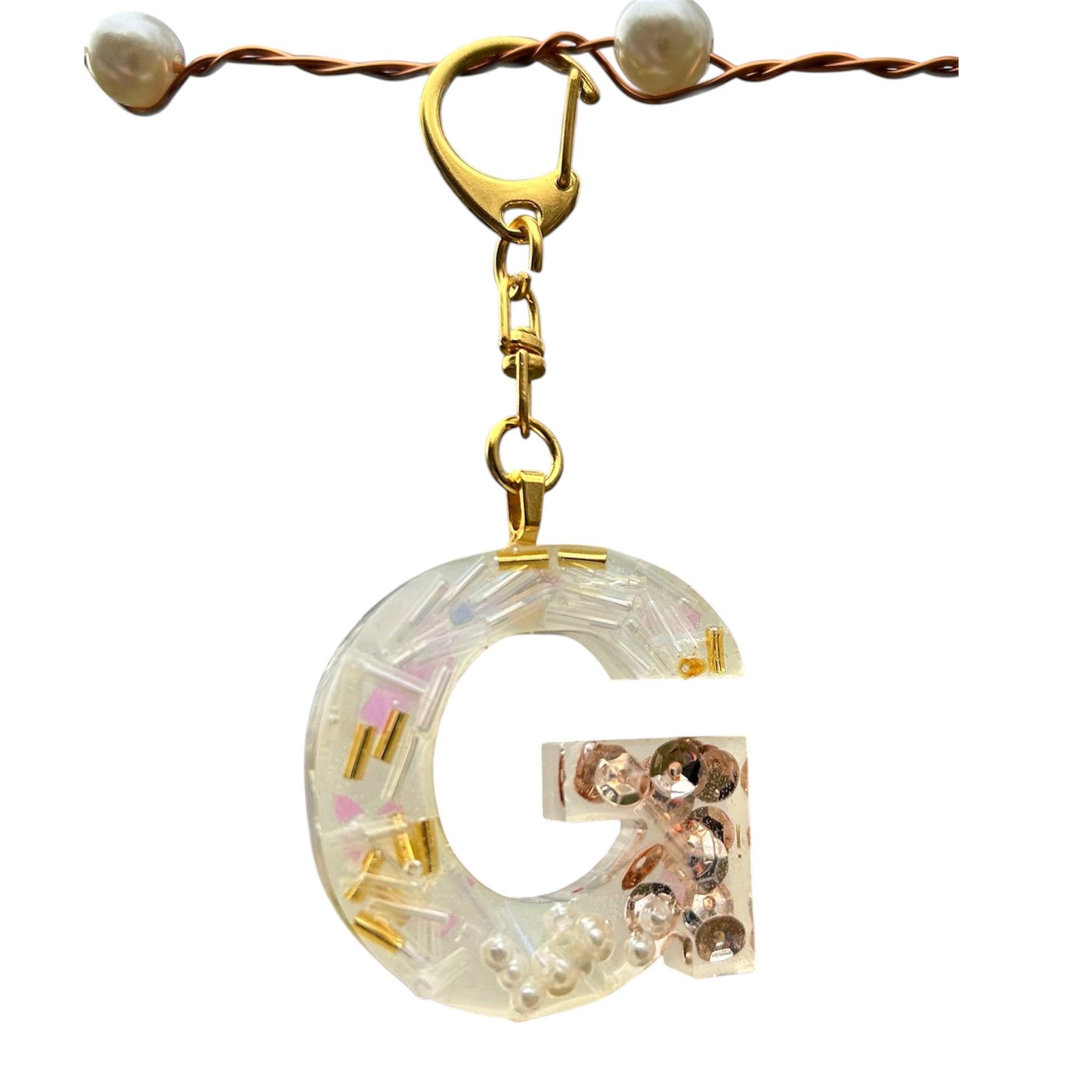 Beaded Key Chain Initial, personalized gift, Mother’s Day gift, bag charm by West Cove