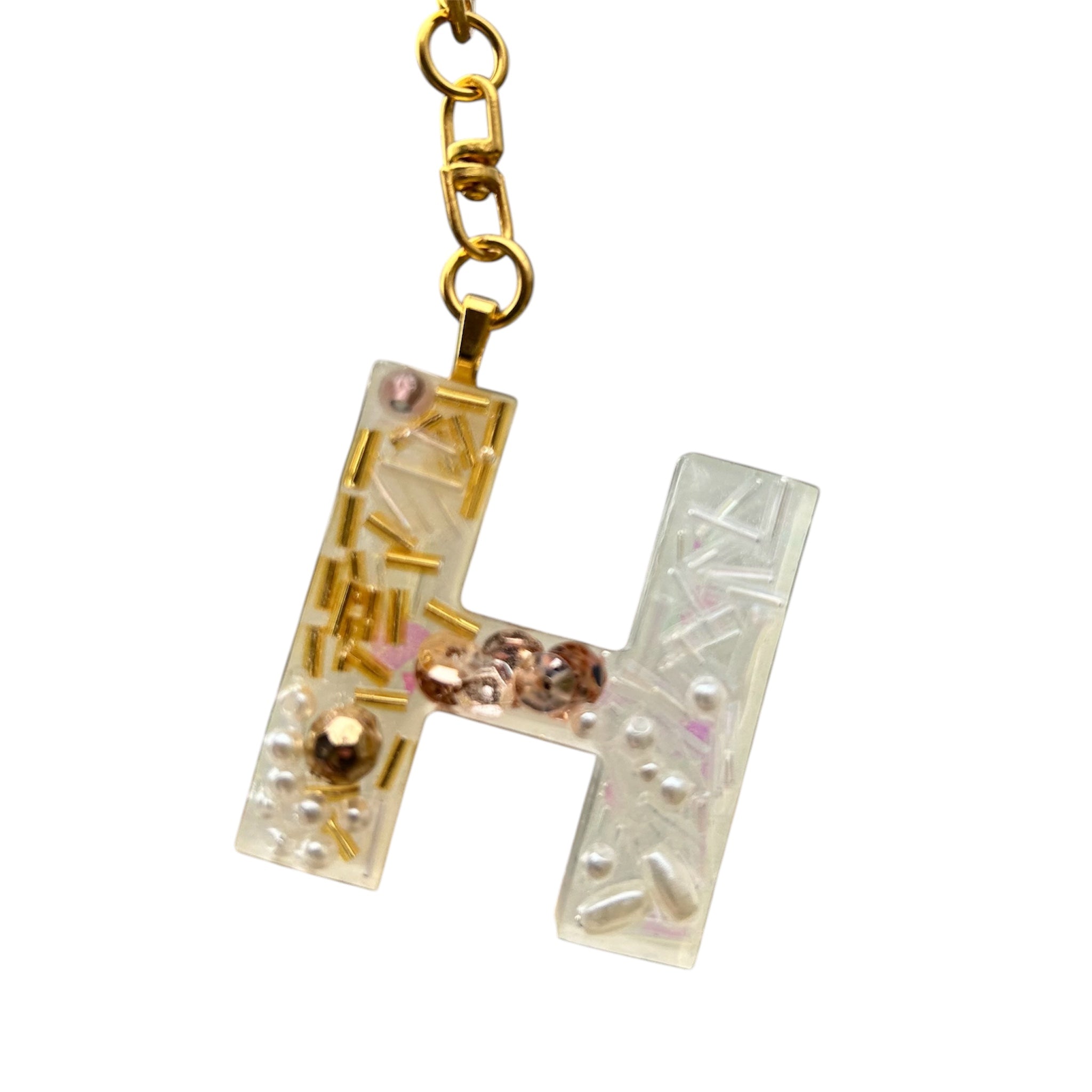 Beaded Key Chain Initial, personalized gift, Mother’s Day gift, bag charm by West Cove